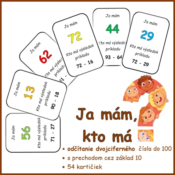 Ja mám, kto má ... výsledok príkladu? (odčítanie dvojciferného čísla do 100 s prechodom)