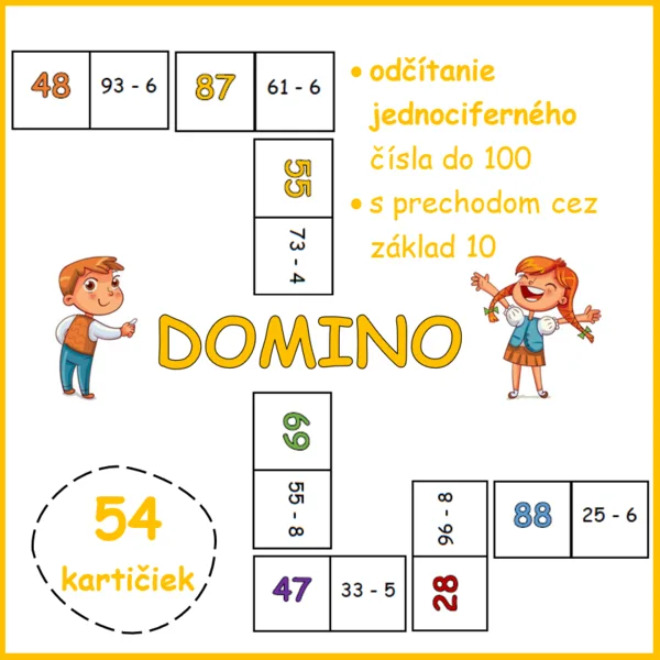 DOMINO - jednociferné číslo do 100, s prechodom