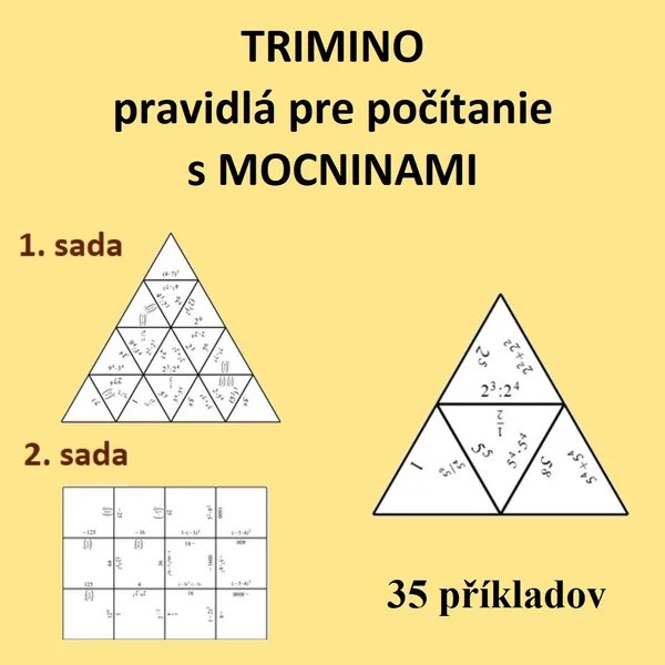 TRIMINO - pravidlá pre počítanie s MOCNINAMI 