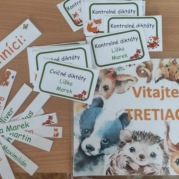 Lesné zvieratá, líšky - menovky na cvičné diktáty 