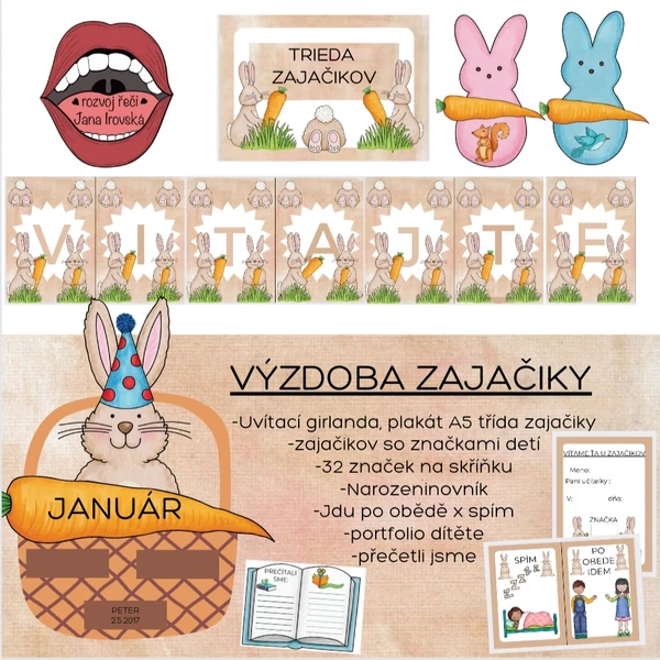 VÝZDOBA MŠ-ZAJAČIKY