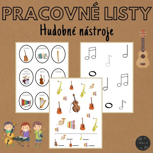 Hudobné nástroje, pracovné listy