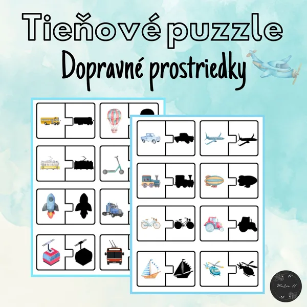 Dopravné prostriedky, tieňové puzzle