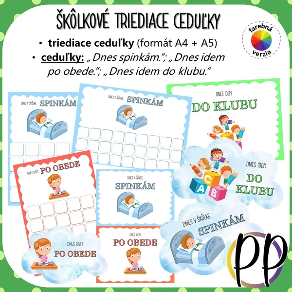 Škôlkové triediace ceduľky - odchody