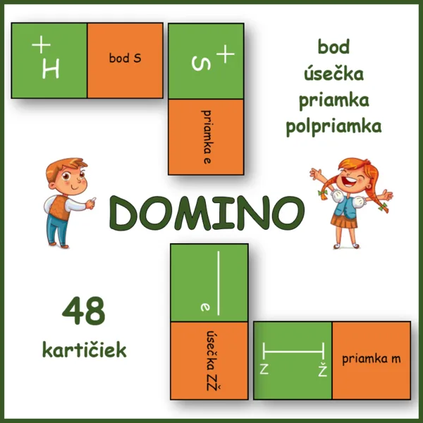 DOMINO geometrické útvary - bod, úsečka, priamka, polpriamka