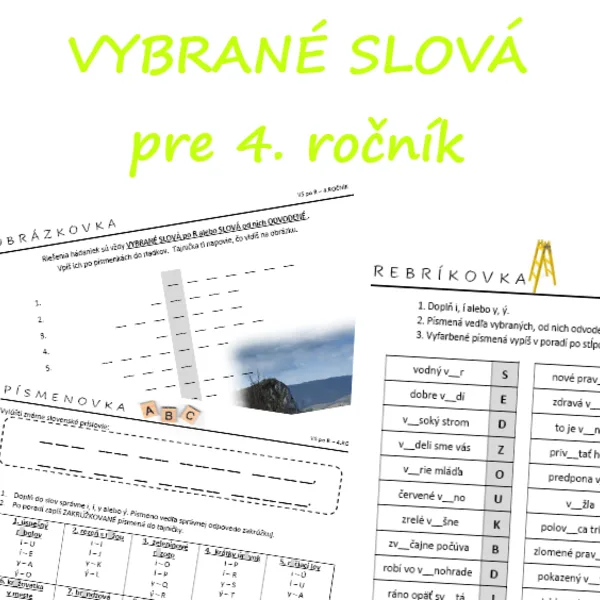 VYBRANÉ SLOVÁ pre 4.ročník - mix úloh