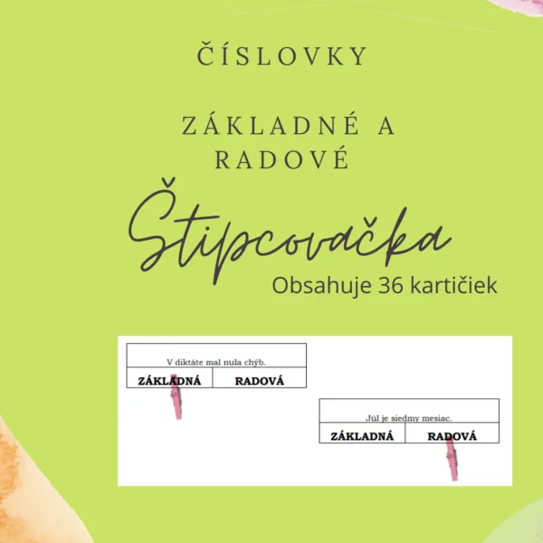ŠTIPCOVAČKA - číslovky (základné a radové)