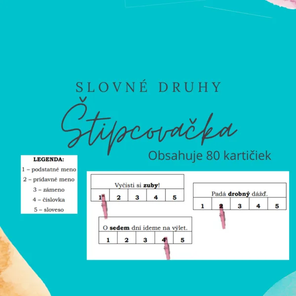 ŠTIPCOVAČKA - slovné druhy