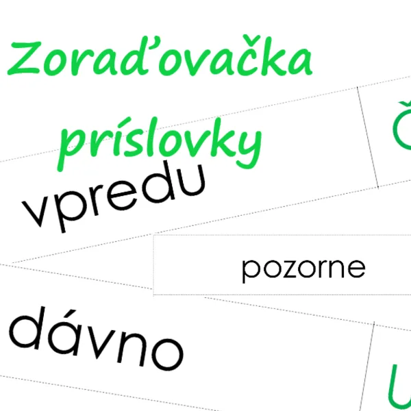 PRÍSLOVKY - zoraďovačka