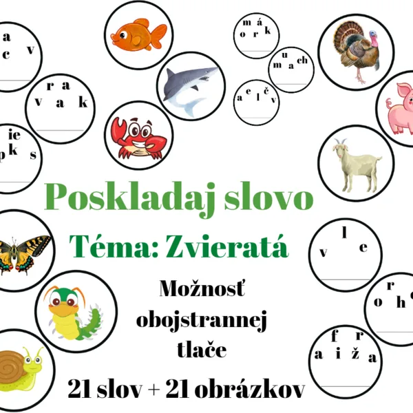 Poskladaj slovo- zvieratá 