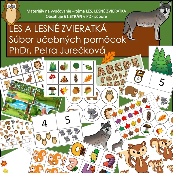 LESNÉ ZVIERATKÁ - MEGA súbor materiálov 61 strán PDF