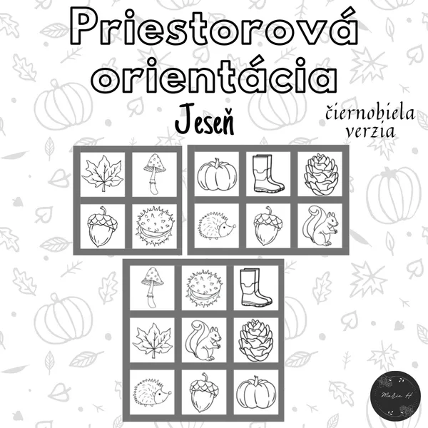Jeseň (čiernobiela verzia), priestorová orientácia
