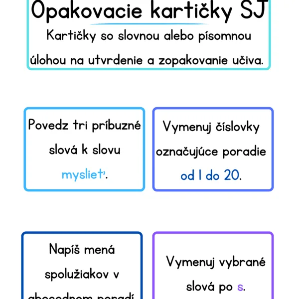 Opakovacie kartičky SJ