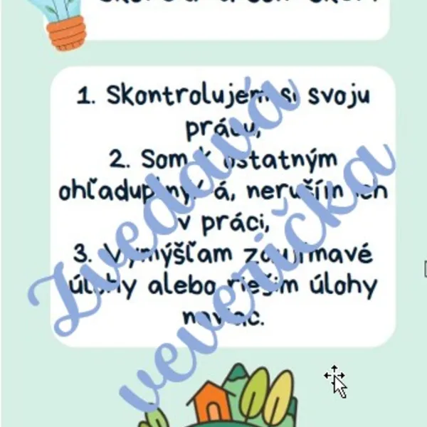 Pravidlá pre skupinovú prácu, prácu vo dvojici, triedna dohoda, skončil si skôr?