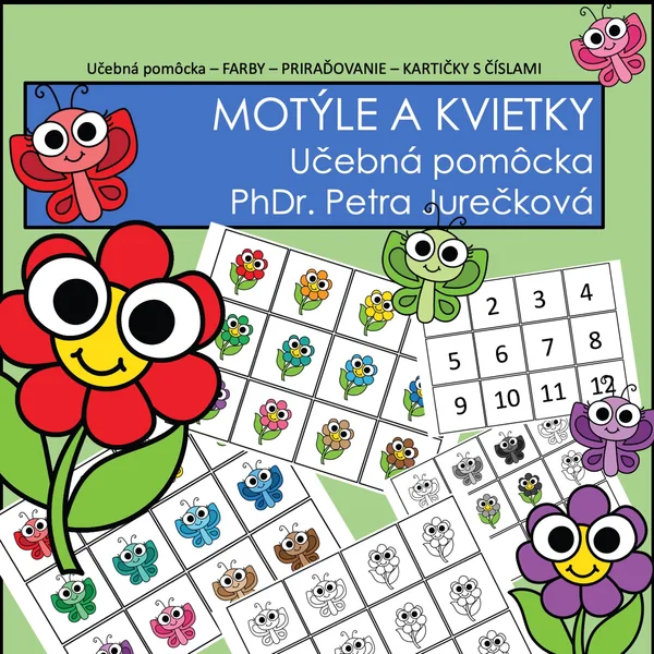Motýle a kvietky - farby, čísla, priraďovanie