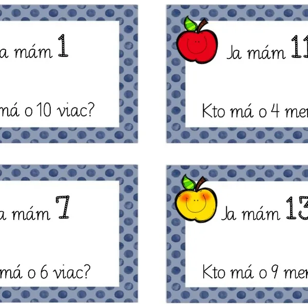 Hra Ja mám, kto má - Sčítanie a odčítanie do 20