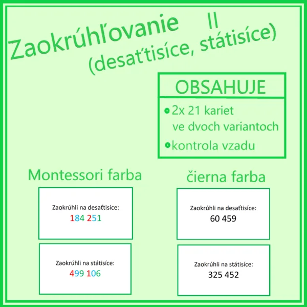 Zaokrúhľovanie II (desaťtisíce, státisíce)