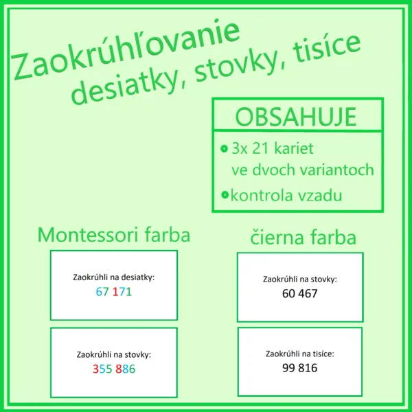 Zaokrúhľovanie (desiatky, stovky, tisíce) 