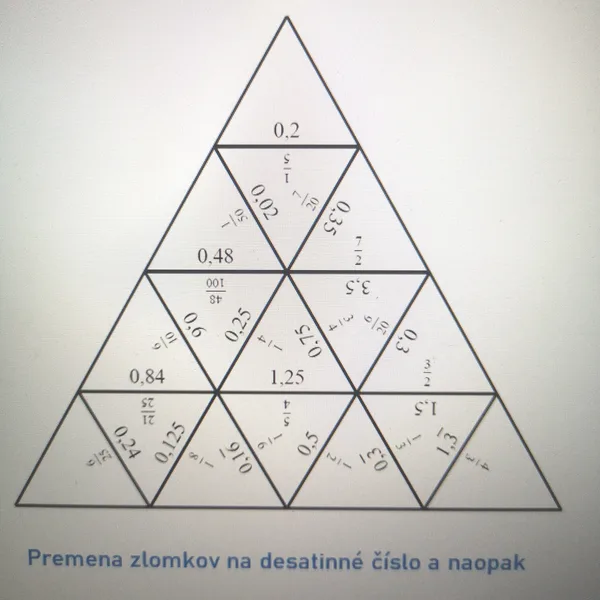 Premena zlomkov na desatinné čísla - skladačka
