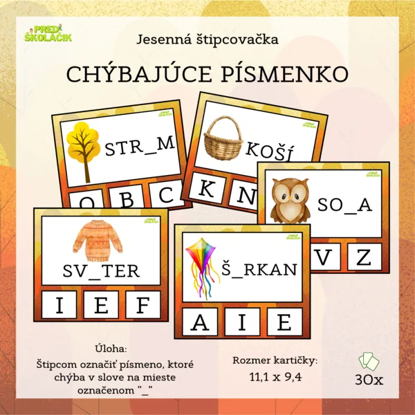 Chýbajúce písmenko (Jesenná štipcovačka)