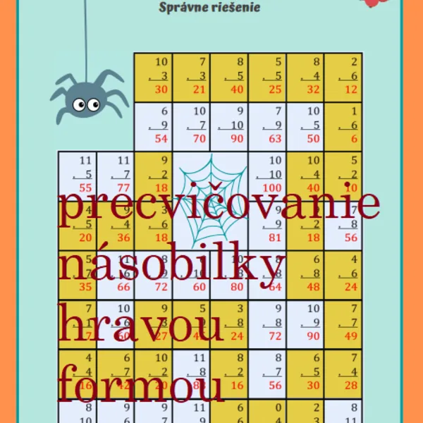 Cesta k pavučine - násobilka a porovnávanie čísel
