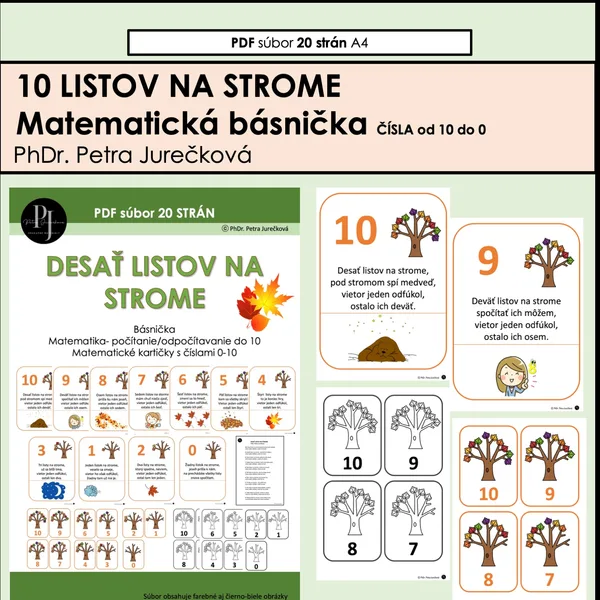 10 LISTOV NA STROME - matematická básnička