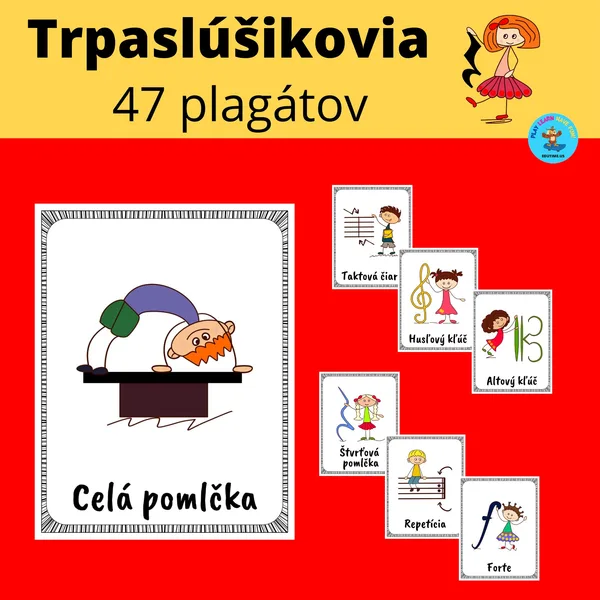 Trpaslúšikovia s hudobnými znakmi - plagáty