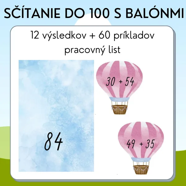 Sčítanie do 100 s balónmi