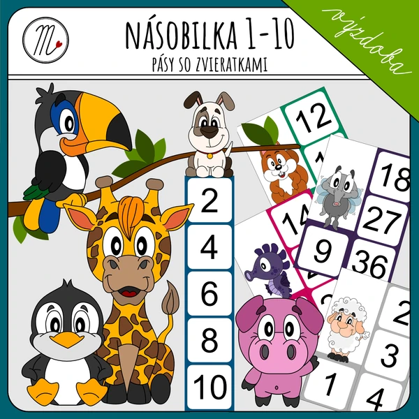 Násobilka so zvieratkami - plagáty 1m