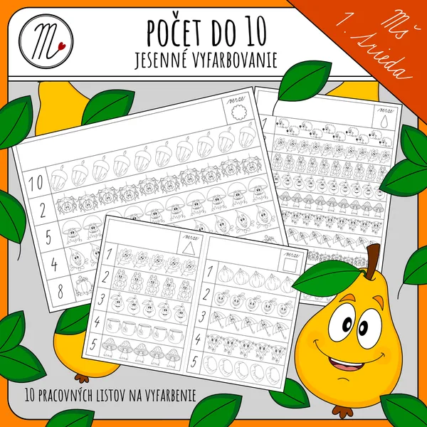  Počet do 10 - jesenné vyfarbovanie