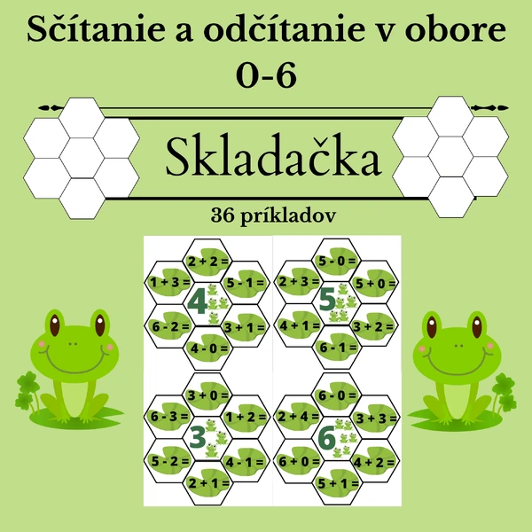 Žabky - sčítanie a odčítanie v obore 0-6