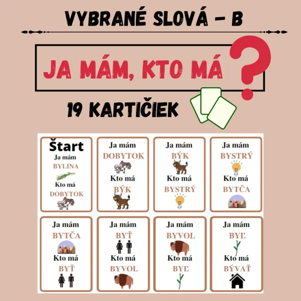 Ja mám, kto má - Vybrané slová po B