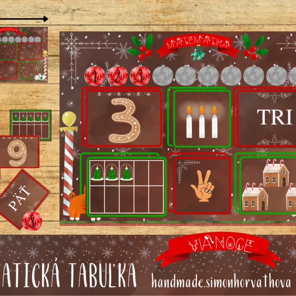 MATEMATICKÁ TABUĽKA - VIANOCE. Počítanie do 10.
