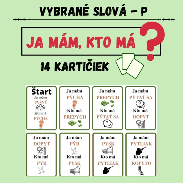 Ja mám, kto má - Vybrané slová po P