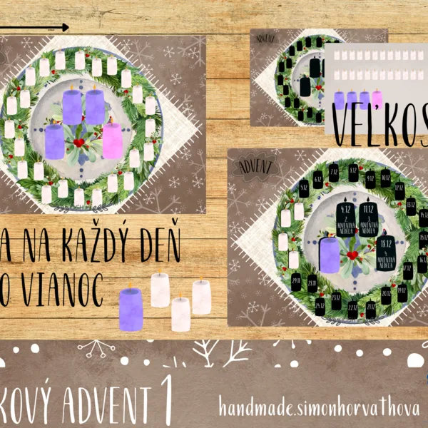 Adventný Kalendár 1 - veniec so sviečkami na každý deň