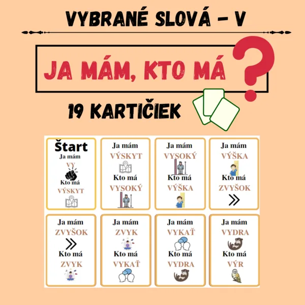 Ja mám, kto má - Vybrané slová po V