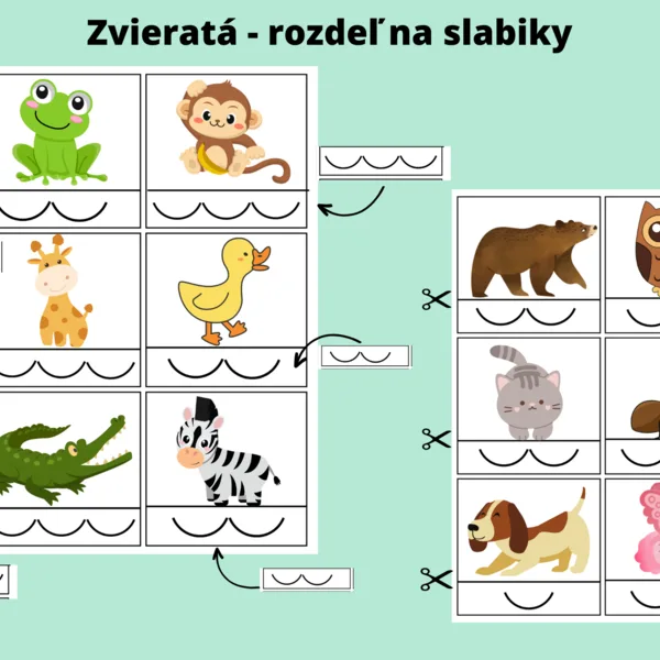 Rozdeľ na slabiky - Zvieratá (1.ročník)
