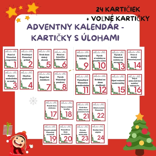 Adventný kalendár - kartičky s úlohami