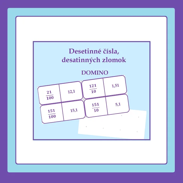Desetinné čísla, desatinných zlomok - domino