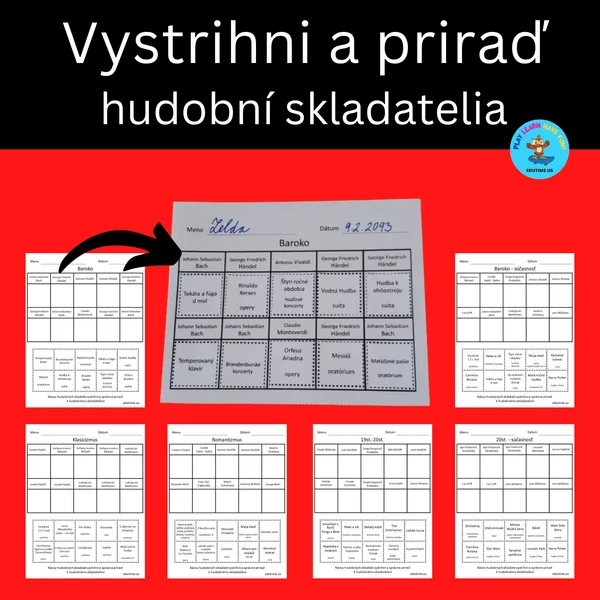 Vystrihni a priraď - hudobní skladatelia