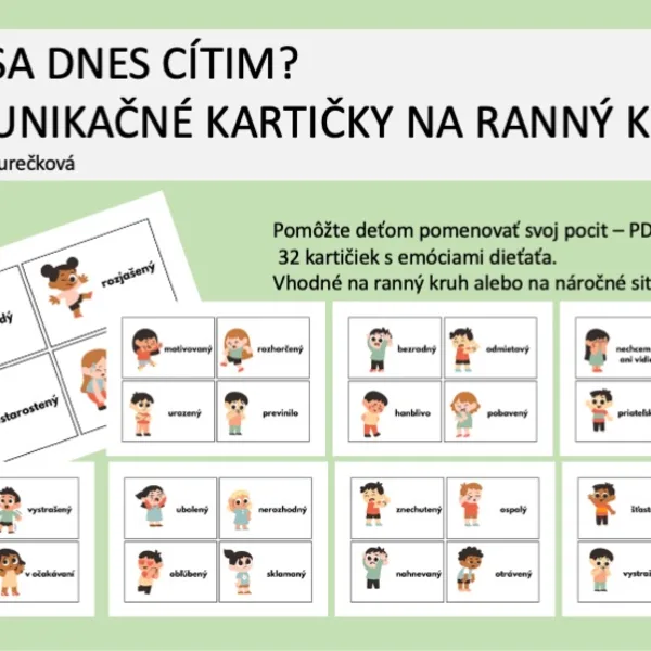 Komunikačné kartičky pre deti  AKO SA CÍTIM (na ranný kruh)