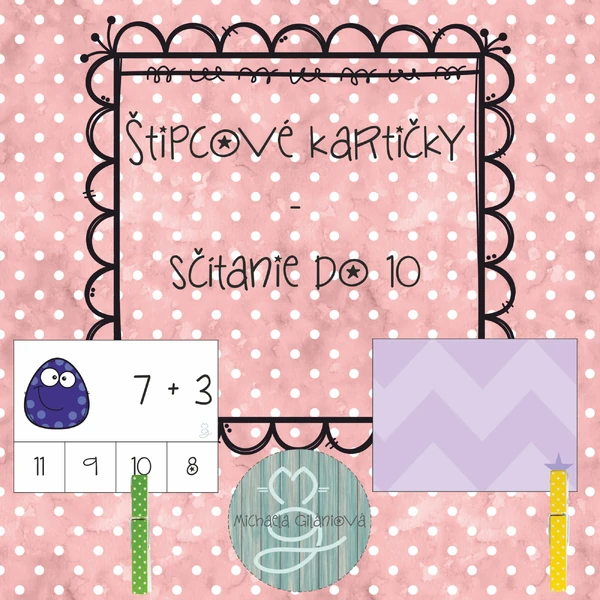 Štipcové kartičky - sčítanie do 10 autokorektívne
