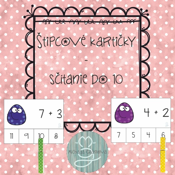 Štipcové kartičky - sčítanie do 10