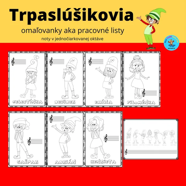 Trpaslúšikovia - omaľovanky aka pracovné listy