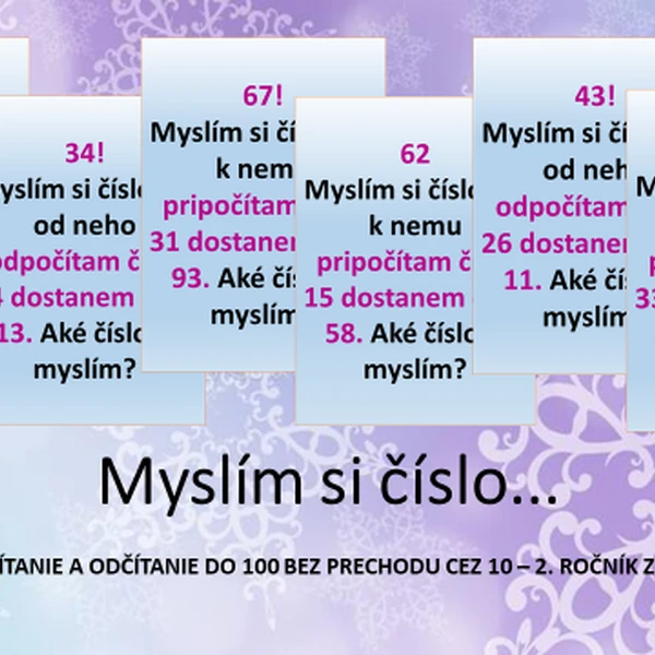 Myslím si číslo...(počítanie do 100 bez prechodu cez 10)