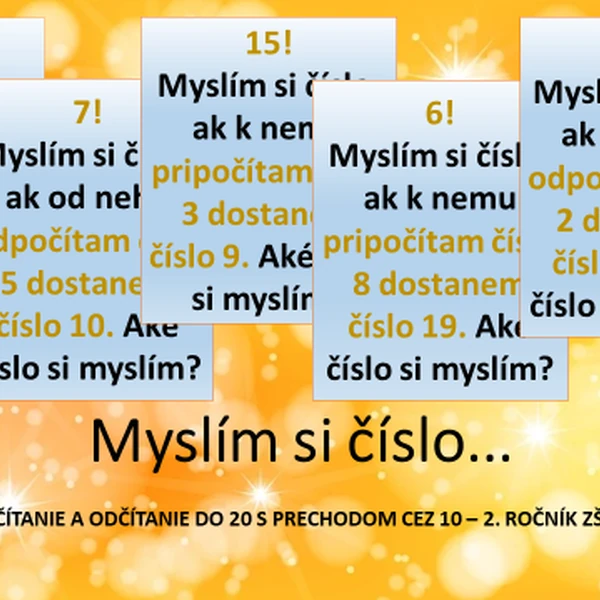 Myslím si číslo... (počítanie do 20 s prechodom cez 10)