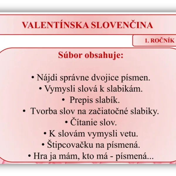 VALENTÍNSKY DEŇ 1 ROČNÍK - PREDMET SJ