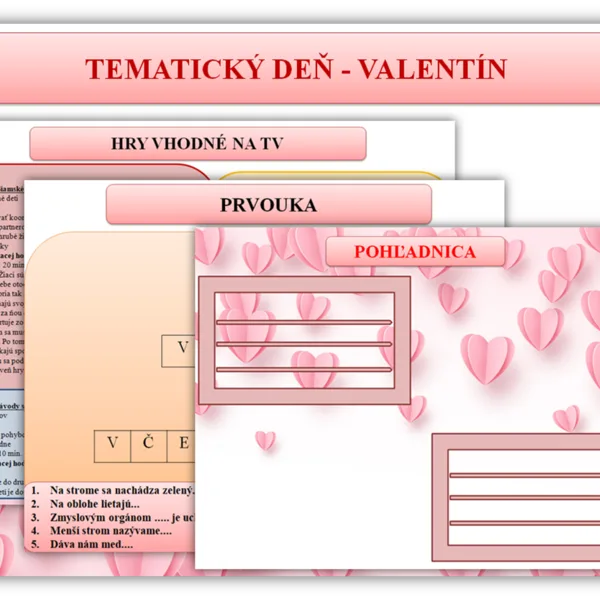 VALENTÍNSKY DEŇ - PREDMETY - TV, HUV, PVO, VLA, VYV PRE CELÝ 1. STUPEŇ 