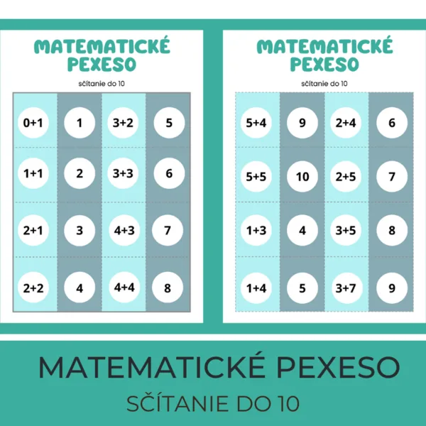 Matematické pexeso + do 10