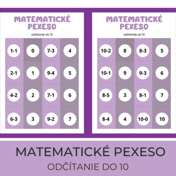 Matematické pexeso - do 10